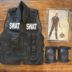 Leg Avenue Men SWAT Cosplay Halloween, One SIze (M/L), Vest & Knee Pads Only